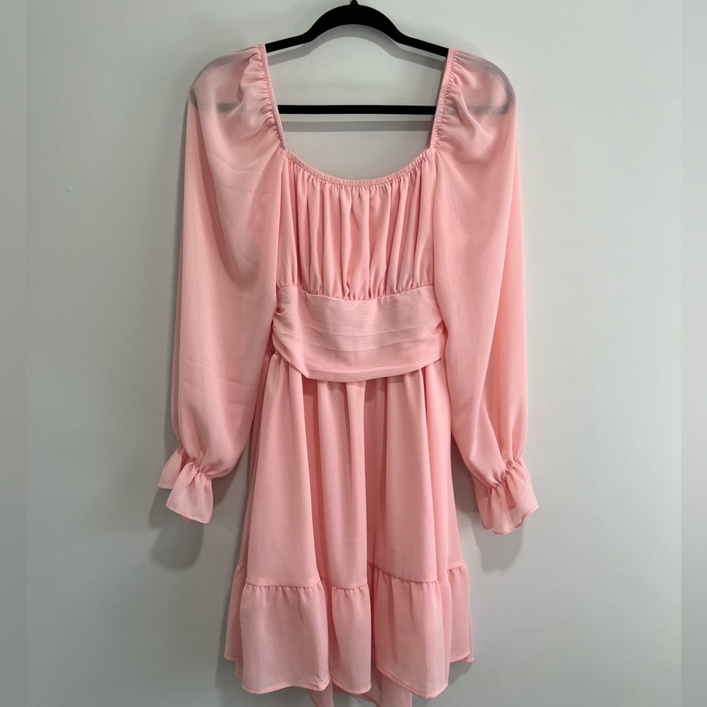 Pink Flowy Dress with Bow